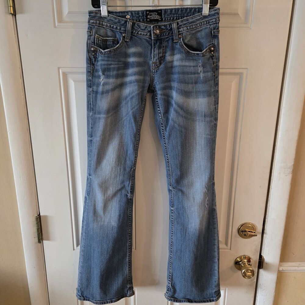 ReRock For Express Bootcut Jeans Womens 4R Low Rise Y2K 29x30 Western Cowgirl